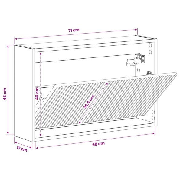 vidaXL Nástenný botník ARNHEM 71 x 17 x 43 cm Kompozitné drevo – Obrázok 8
