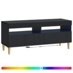 vidaXL LED TV kabinet Čierna Kompozitné drevo – Obrázok 2