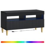 vidaXL LED TV kabinet Čierna Kompozitné drevo – Obrázok 2