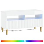 vidaXL LED TV kabinet Biela s vysokým leskom Kompozitné drevo – Obrázok 2