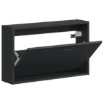 vidaXL Nástenný botník HAARLEM 71 x 17 x 43 cm Kompozitné drevo Čierna – Obrázok 2