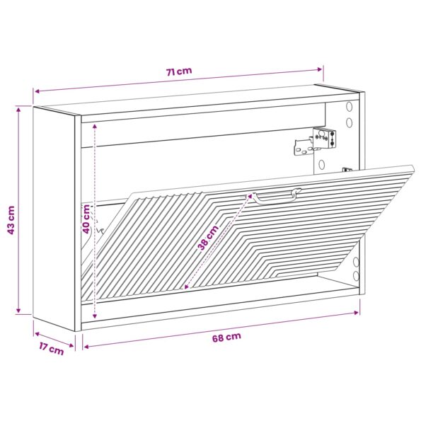 vidaXL Nástenný botník HAARLEM 71 x 17 x 43 cm Kompozitné drevo – Obrázok 8