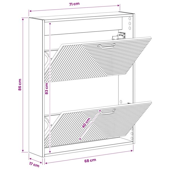 vidaXL Nástenný botník HAARLEM 71 x 17 x 86 cm Kompozitné drevo – Obrázok 8