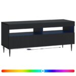 vidaXL LED TV kabinet Čierna Kompozitné drevo – Obrázok 2