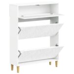 vidaXL Skriňa na topánky DELFT 78 x 24 x 103 cm Kompozitné drevo Biela – Obrázok 2