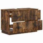 vidaXL Kúpeľňová skrinka pod umývadlo HOORN Dymový dub 82 x 41 x 56 cm – Obrázok 2