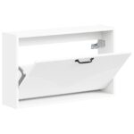 vidaXL Nástenný botník HOORN 71 x 17 x 43 cm Kompozitné drevo Biela – Obrázok 2
