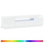 vidaXL LED TV kabinet Biela s vysokým leskom Kompozitné drevo – Obrázok 2