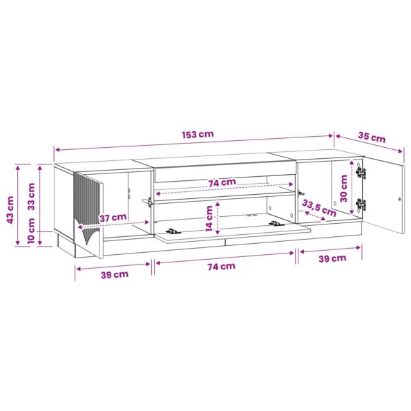 vidaXL LED TV kabinet Dymový dub Kompozitné drevo – Obrázok 9