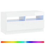 vidaXL LED TV kabinet Biela s vysokým leskom Kompozitné drevo – Obrázok 2