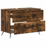 vidaXL Kúpeľňová skrinka pod umývadlo BREDA Dymový dub 82 x 41 x 59 cm – Obrázok 2