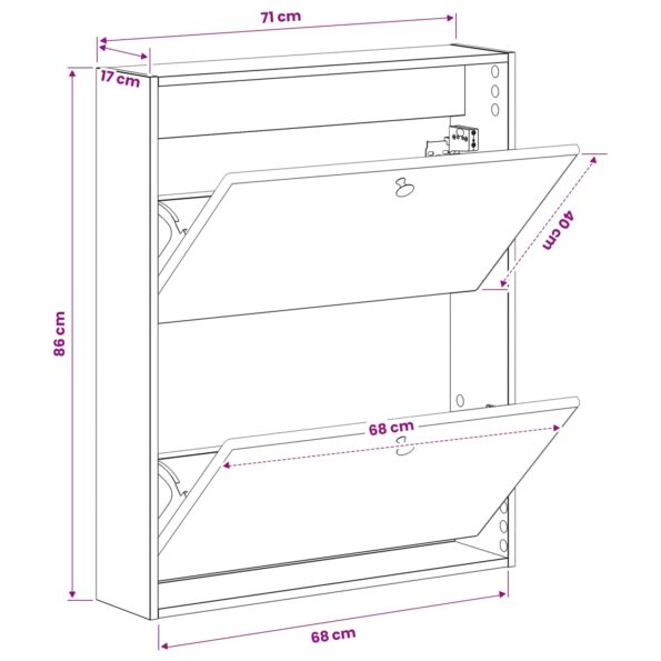 vidaXL Nástenný botník BREDA 71 x 17 x 86 cm Kompozitné drevo – Obrázok 8