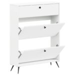vidaXL Skriňa na topánky BREDA 78 x 24 x 103 cm Kompozitné drevo Biela – Obrázok 2
