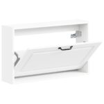 vidaXL Nástenný kabinet na topánky UTRECHT 71 x 17 x 43 cm Biela – Obrázok 2