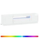 vidaXL LED TV kabinet Biela s vysokým leskom Kompozitné drevo – Obrázok 2