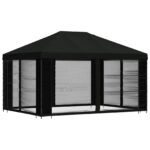 vidaXL Altánok so stenami 4 × 3 m Čierna Polyester a oceľ 190 gsm – Obrázok 3