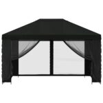 vidaXL Altánok so stenami 4 × 3 m Čierna Polyester a oceľ 190 gsm – Obrázok 5