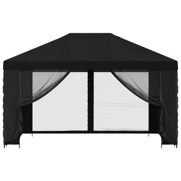 vidaXL Altánok so stenami 4 × 3 m Čierna Polyester a oceľ 190 gsm – Obrázok 5