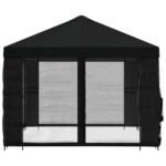 vidaXL Altánok so stenami 4 × 3 m Čierna Polyester a oceľ 190 gsm – Obrázok 6
