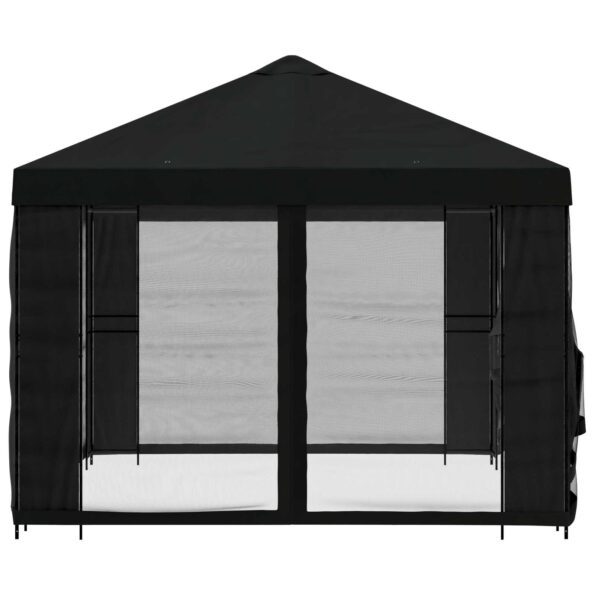 vidaXL Altánok so stenami 4 × 3 m Čierna Polyester a oceľ 190 gsm – Obrázok 6