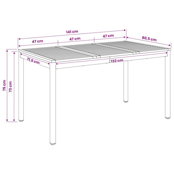 vidaXL Záhradný jedálenský stôl Prírodná a biela 141 x 80,5 x 75 cm – Obrázok 8