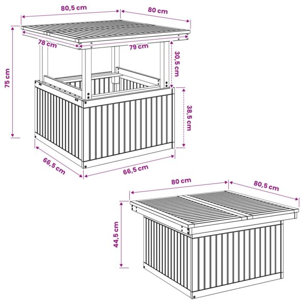 vidaXL Biela 80,5 x 80 x 75/44,5 cm – Obrázok 8