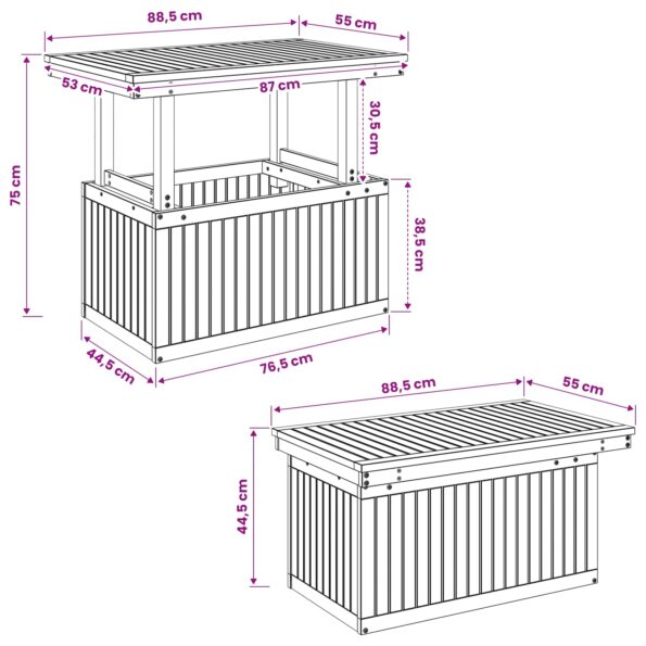 vidaXL Biela 90 x 55 x 75/44,5 cm – Obrázok 9