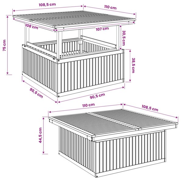 vidaXL Biela 108,5 x 110 x 75/44,5 cm – Obrázok 8