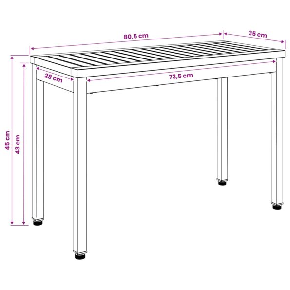 vidaXL Záhradná lavička 80,5 x 35 x 45 cm Pevné akáciové drevo – Obrázok 8