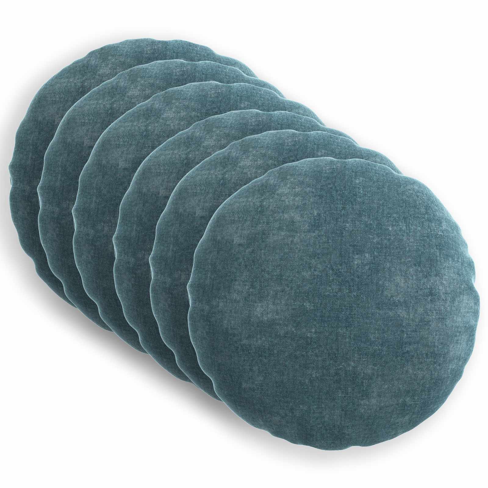 921990_1.jpg vidaXL Poťah na podložku 6 pcs HEERLEN Modrá Ø 30 cm Čenilová tkanina – Obrázok 1
