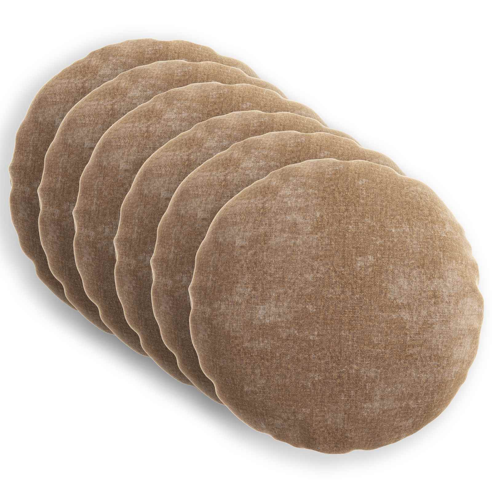 921994_1.jpg vidaXL Poťah na podložku 6 pcs HEERLEN Hnedá Ø 30 cm Čenilová tkanina – Obrázok 1