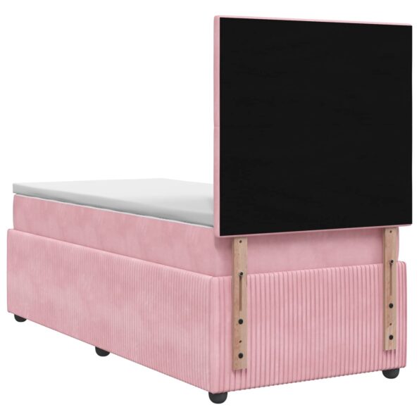 vidaXL Posteľ boxspring s matracom Ružová 90 x 190 cm Zamat – Obrázok 7