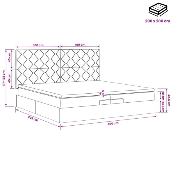 vidaXL Polohovací postel s matrací Modrá 200 x 200 cm Látka – Obrázok 11