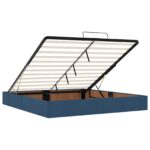 vidaXL Polohovací postel s matrací Modrá 200 x 200 cm Látka – Obrázok 4
