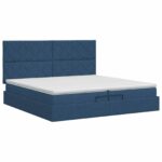 vidaXL Polohovací postel s matrací Modrá 200 x 200 cm Látka – Obrázok 7