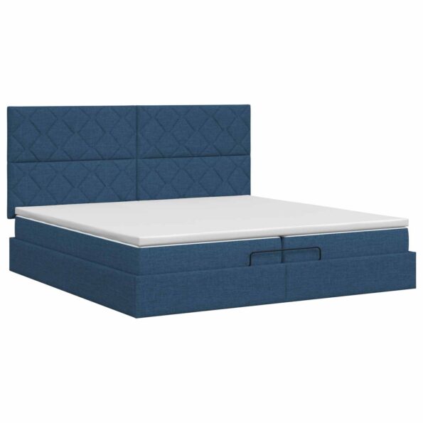 vidaXL Polohovací postel s matrací Modrá 200 x 200 cm Látka – Obrázok 7