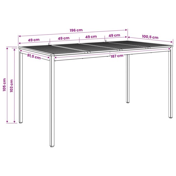 vidaXL Záhradný barový stôl Prírodná a kávová 196 x 100,5 x 105 cm – Obrázok 9