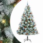 vidaXL Umelý vianočný stromček Zelená a biela 240 cm PVC, kov a plast – Obrázok 2