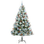vidaXL Umelý vianočný stromček Zelená a biela 240 cm PVC, kov a plast – Obrázok 3