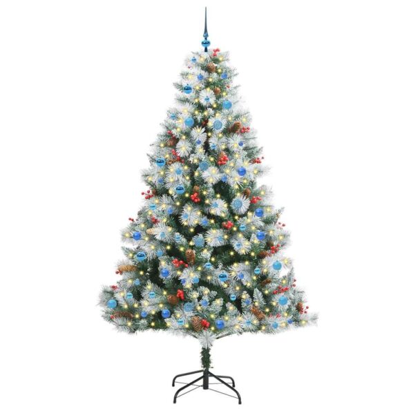 vidaXL Umelý vianočný stromček Zelená a biela 240 cm PVC, kov a plast – Obrázok 3