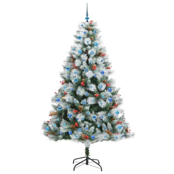 vidaXL Umelý vianočný stromček Zelená a biela 240 cm PVC, kov a plast – Obrázok 4