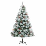 vidaXL Umelý vianočný stromček Zelená a biela 240 cm PVC, kov a plast – Obrázok 5