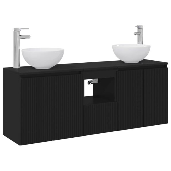 vidaXL Set kabinetov do kúpeľne 3 ks Čierna 49,5 x 35 x 63 cm – Obrázok 2