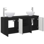 vidaXL Set kabinetov do kúpeľne 3 ks Čierna 49,5 x 35 x 63 cm – Obrázok 4