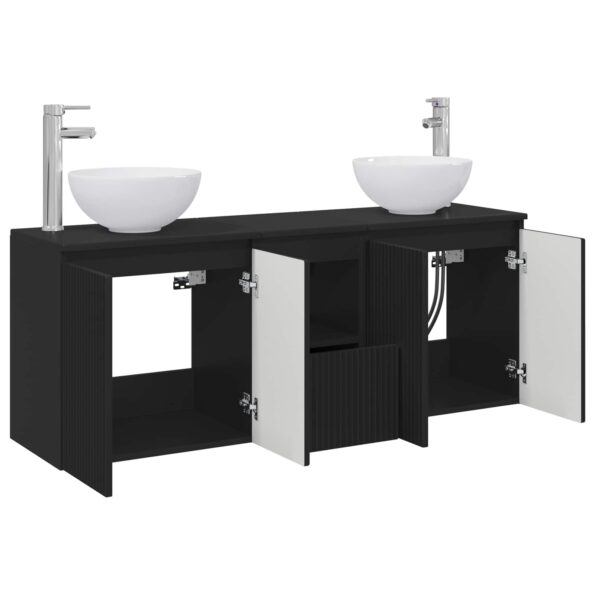 vidaXL Set kabinetov do kúpeľne 3 ks Čierna 49,5 x 35 x 63 cm – Obrázok 4