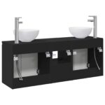 vidaXL Set kabinetov do kúpeľne 3 ks Čierna 49,5 x 35 x 63 cm – Obrázok 8