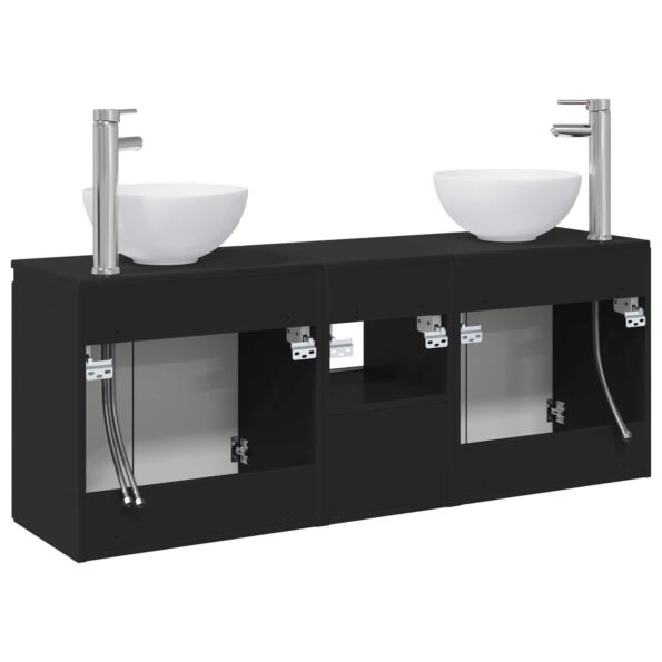 vidaXL Set kabinetov do kúpeľne 3 ks Čierna 49,5 x 35 x 63 cm – Obrázok 8