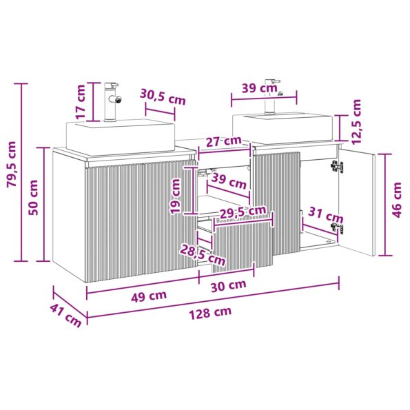 vidaXL Set kabinetov do kúpeľne 3 ks Betónovo sivá 49,5 x 41 x 62,5 cm – Obrázok 11