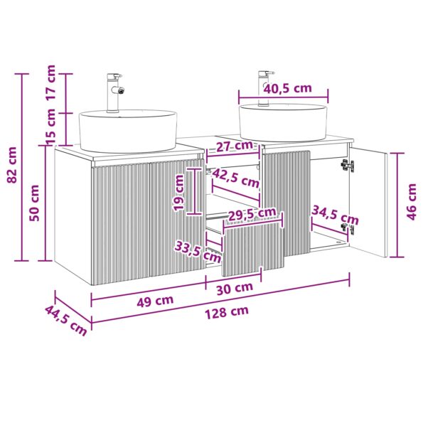 vidaXL Set kabinetov do kúpeľne 3 ks Dub sonoma 49,5 x 44,5 x 65 cm – Obrázok 12