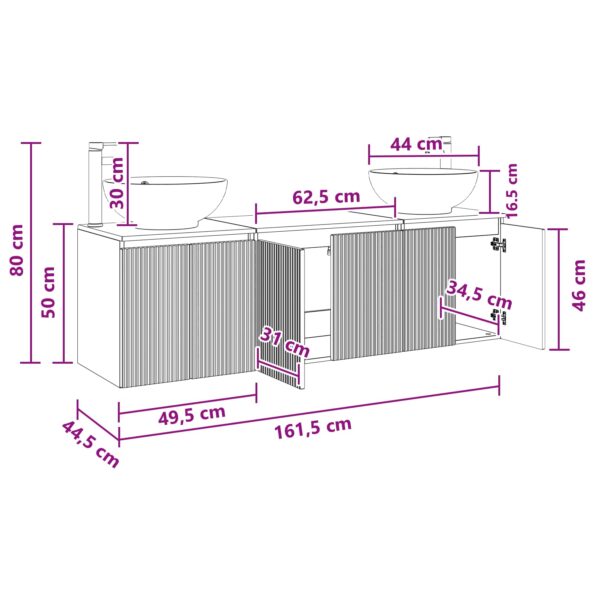 vidaXL Set kabinetov do kúpeľne 3 ks Betónovo sivá 49,5 x 44,5 x 65 cm – Obrázok 11